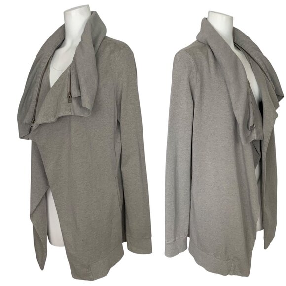 AllSaints Dahlia Marl Sweatshirt Cardigan L Gray Long Sleeve Open Front Pockets - Picture 3 of 11